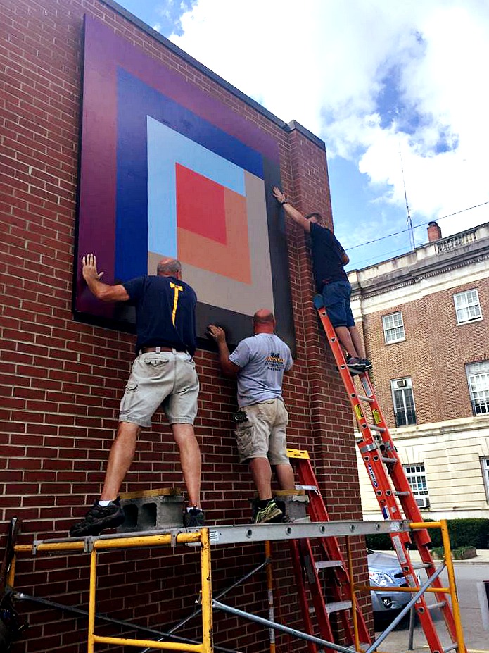instillation of Quilt block at YMCA 2017